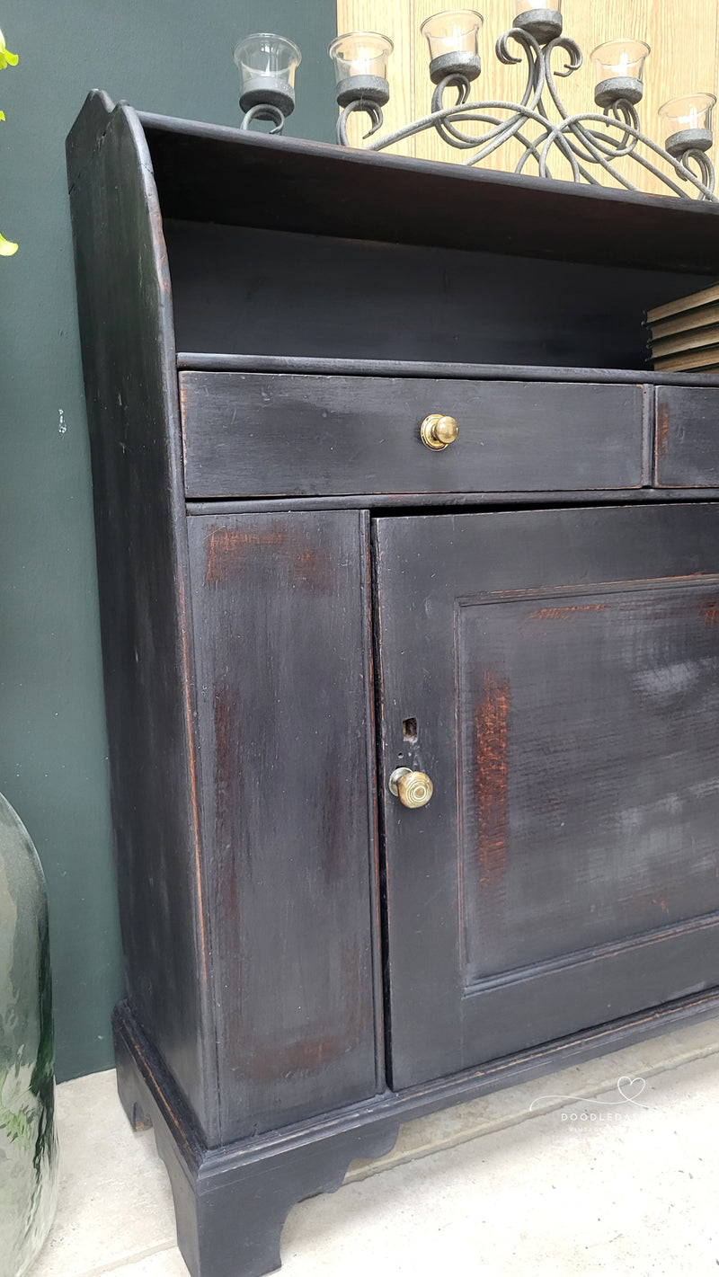 George III oak side cabinet with an ebonised finish