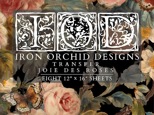 Joie des Roses transfer by Iron Orchid Designs 12 x 16" (pad of 8 sheets) for furniture, crafts and decor