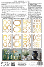 PETITS ORNEMENTS GOLD FOIL TRANSFER 12X8 PAD by Iron Orchid Designs (8 sheets) for furniture, crafts and décor