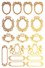 PETITS ORNEMENTS GOLD FOIL TRANSFER 12X8 PAD by Iron Orchid Designs (8 sheets) for furniture, crafts and décor