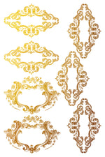 PETITS ORNEMENTS GOLD FOIL TRANSFER 12X8 PAD by Iron Orchid Designs (8 sheets) for furniture, crafts and décor