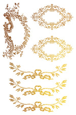 PETITS ORNEMENTS GOLD FOIL TRANSFER 12X8 PAD by Iron Orchid Designs (8 sheets) for furniture, crafts and décor