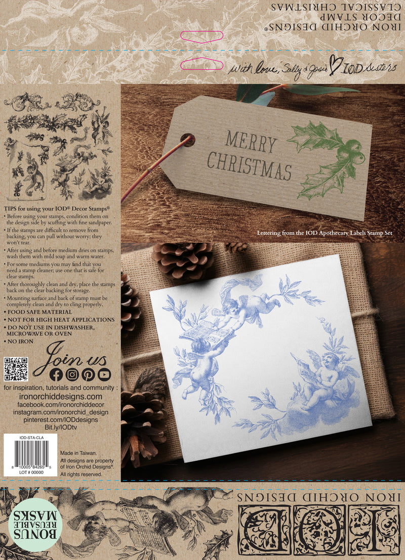 CLASSICAL CHRISTMAS 12X12 IOD STAMP by Iron Orchid Designs - Ink, Chalk Paint, Furniture Craft Stamp (LIMITED EDITION)