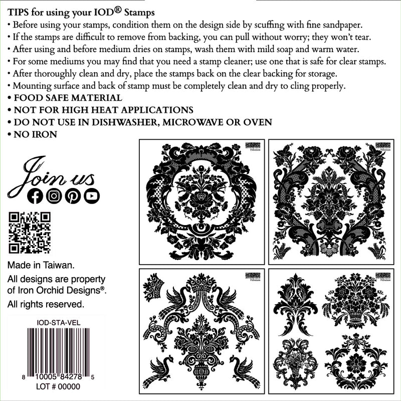 VELVETEEN Décor 4 Sheet Stamp by Iron Orchid Designs - Ink, Chalk Paint, Furniture Craft Stamp