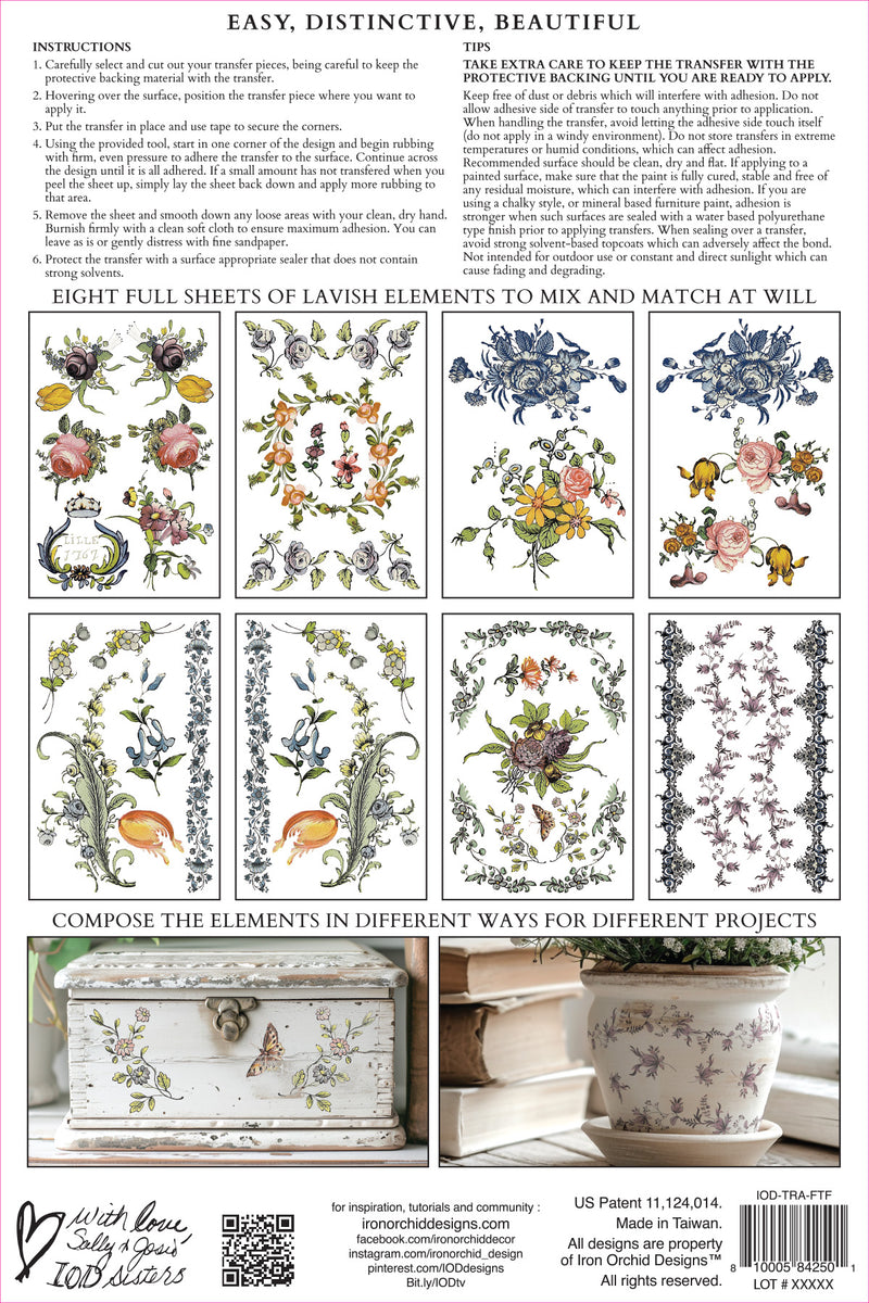 FAIRYTALE FLORALS IOD TRANSFER 8X12 PAD by Iron Orchid Designs (8 sheets) for furniture, crafts and decor