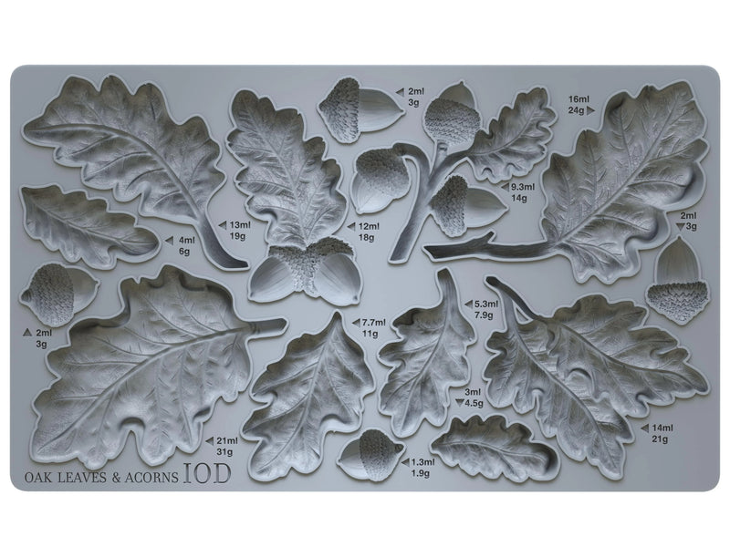 Oak Leaves and Acorns Decor Craft Mould by Iron Orchid Designs - Clay, Resin, Hot Glue