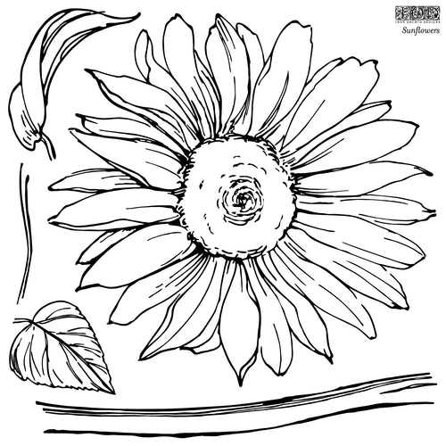 Sunflower (2 sheets) Decor Stamp by Iron Orchid Designs - Ink, Chalk Paint, Furniture Craft Stamp 12"x12"